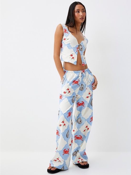 Simons Pants - Simons BNWT Wide-Leg Pants ft. Crabs and oysters SZ M